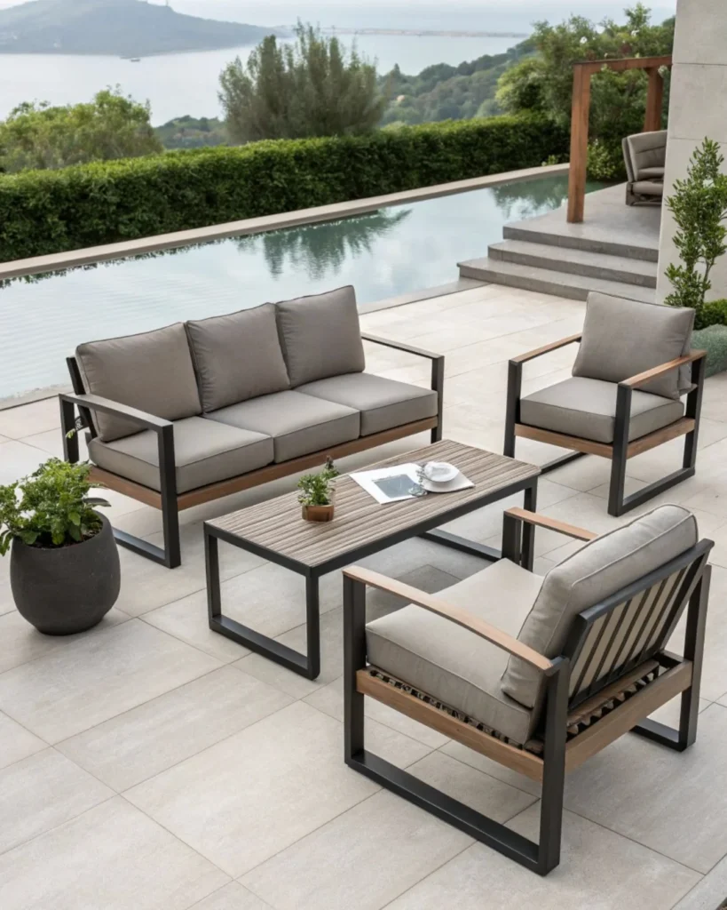 mobiliario exterior en terraza-moderna con piscina